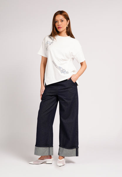 DNM Studios 2026 Dell Short Sleeve Shirt Top (Spot Print White)