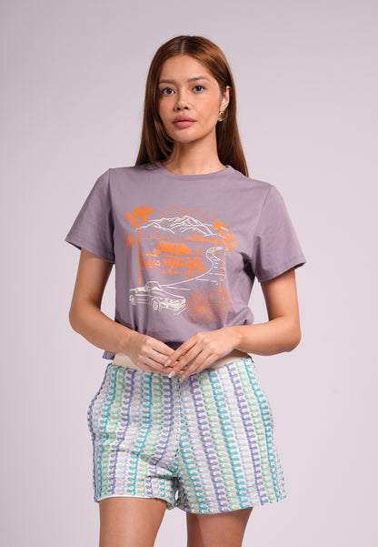 Summer Tees 2026 Divina Short Sleeve Shirt Top (Lavander)