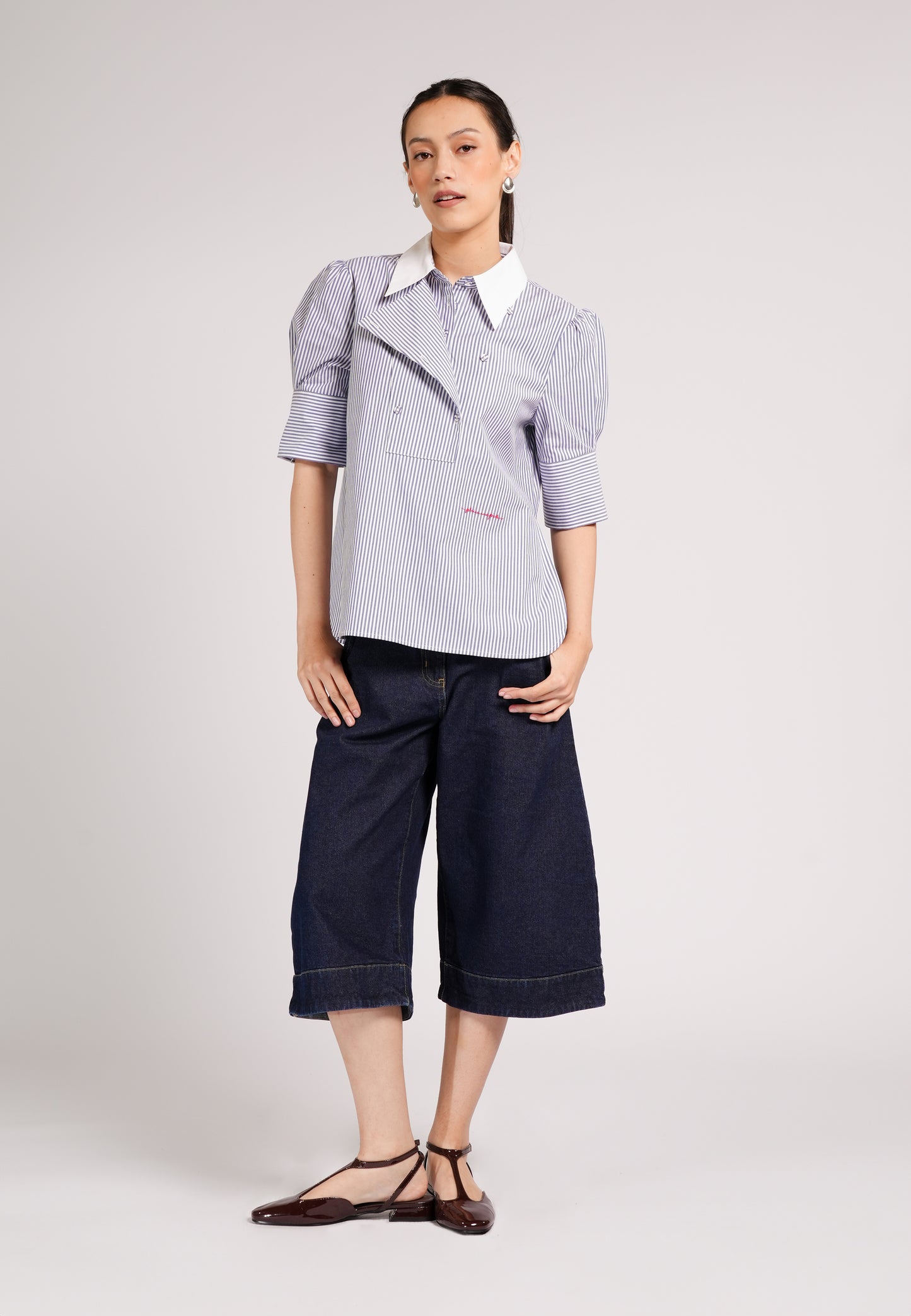 DNM Studios 2026 Doax Quarter Sleeve Top (Striped Blue)