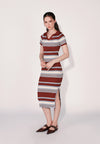 Camp Dominique Short Sleeve Dress (Striped Red)