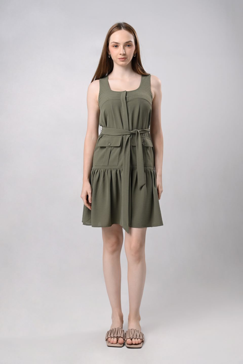 Drewe Sleeveless Dress (Olive)