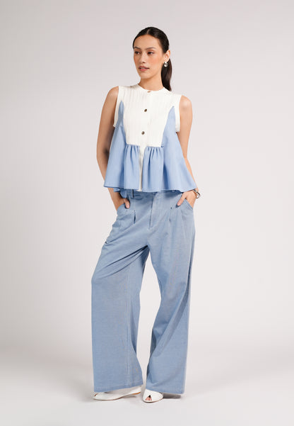 DNM Studios 2026 Drew Sleeveless Top (White/Blue)