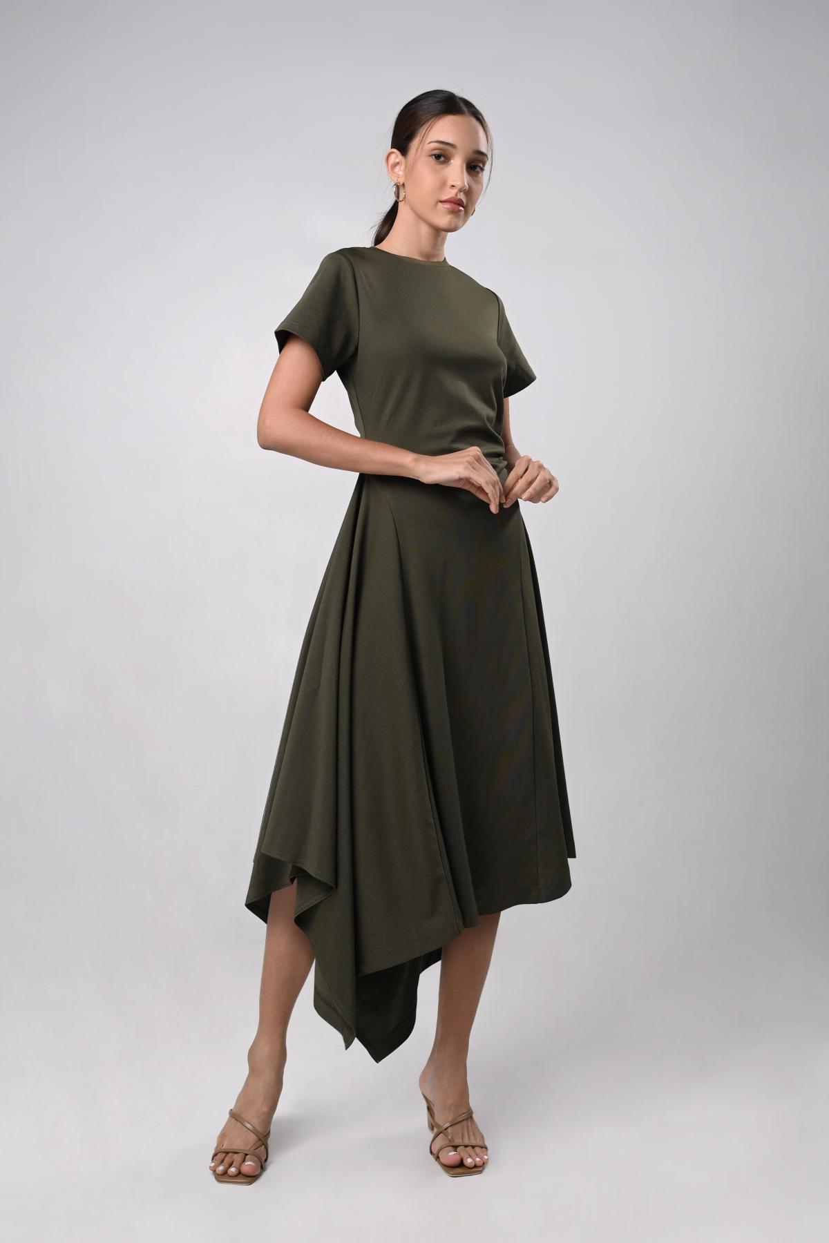 Durley Short Sleeve Dress (Olive)