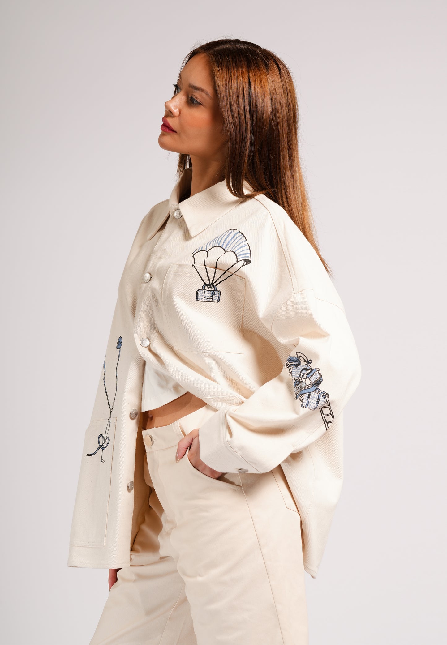 DNM Studios 2026 Dutch Long Sleeve Jacket Top (Spot Print Cream)