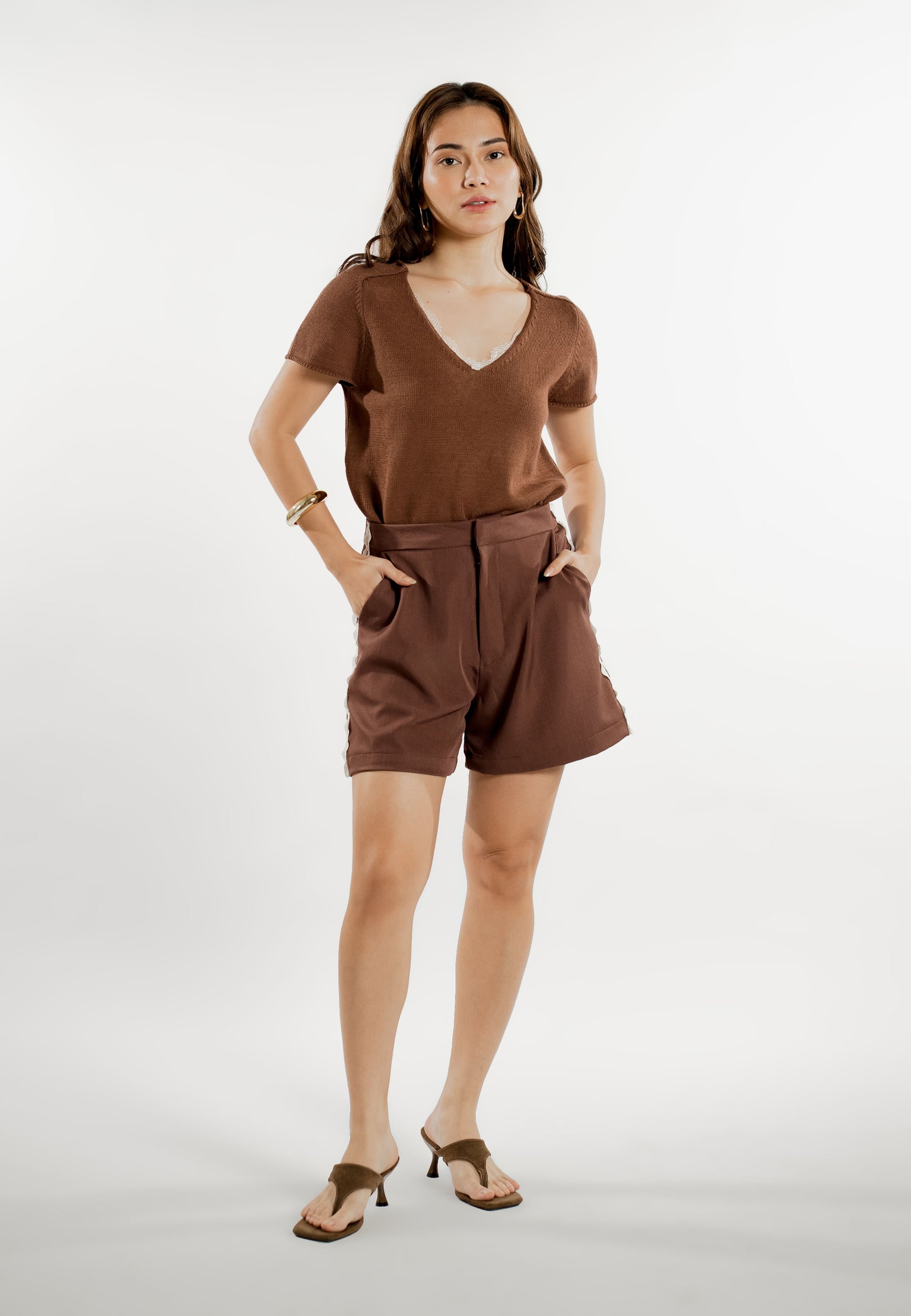 Eshal Short Sleeve Top (Brown)