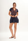 Fabrizia Short Sleeve Dress (Striped Navy)