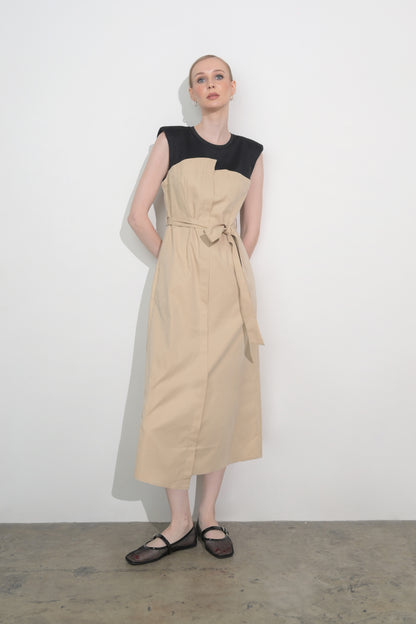 Raf Fargo Sleeveless Dress (Blk/Khak)