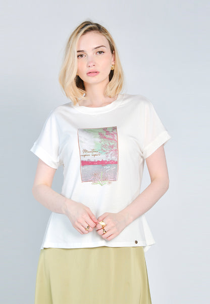 Nobleza Faun Short Sleeve Shirt Top (Off White)