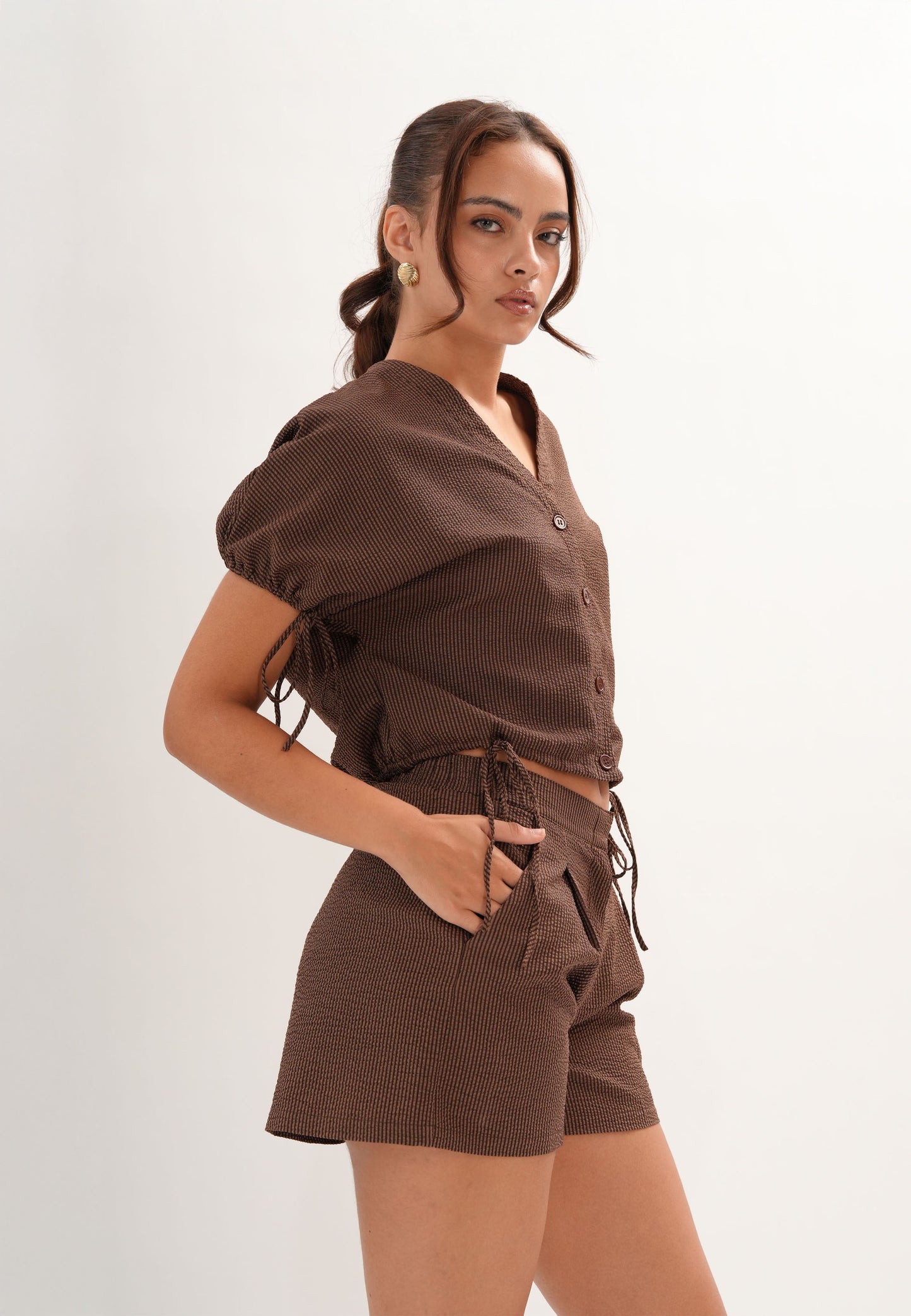 Faust Shorts (Striped Brown)