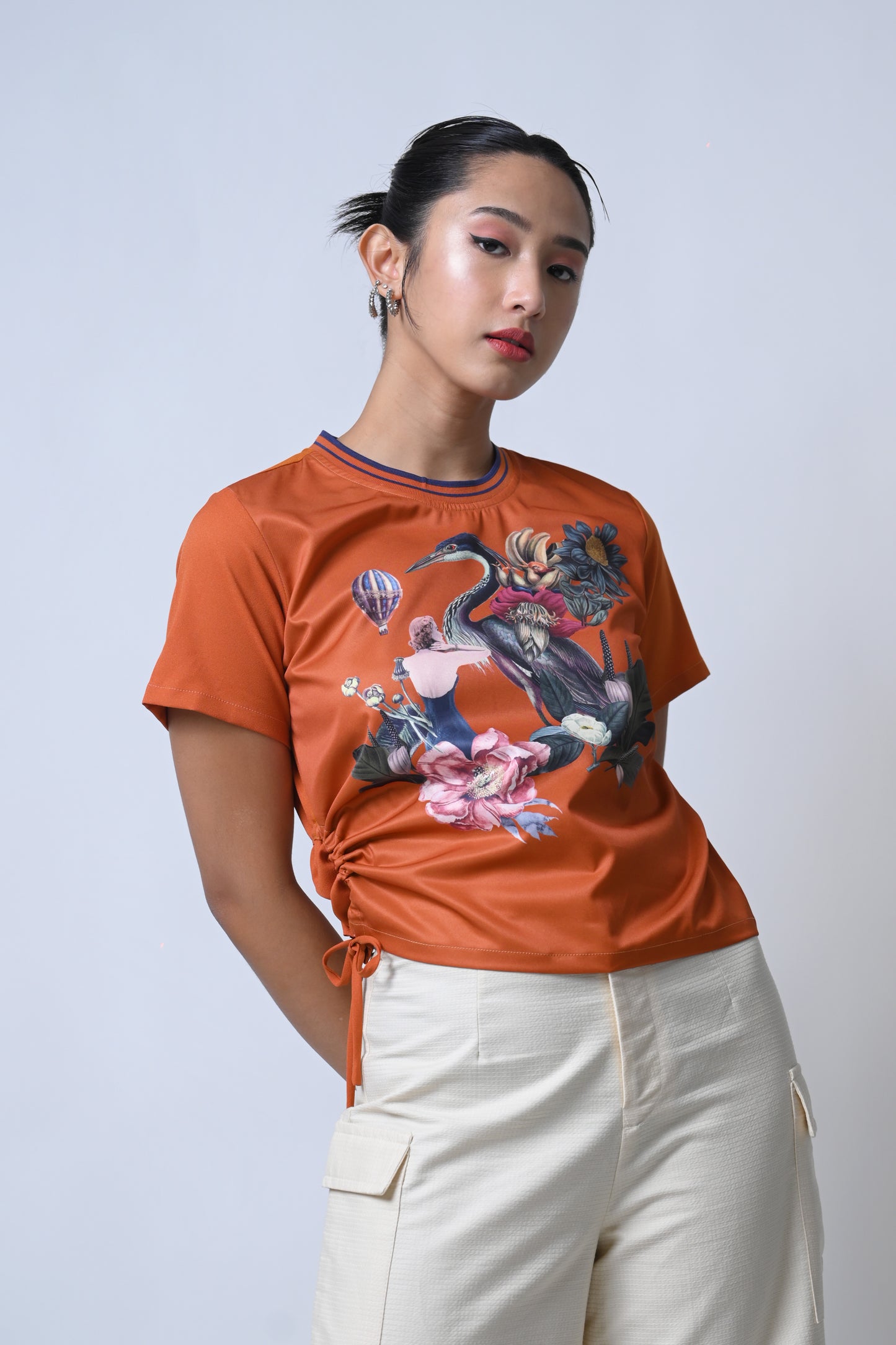 Feather Short Sleeve Top (Rust)