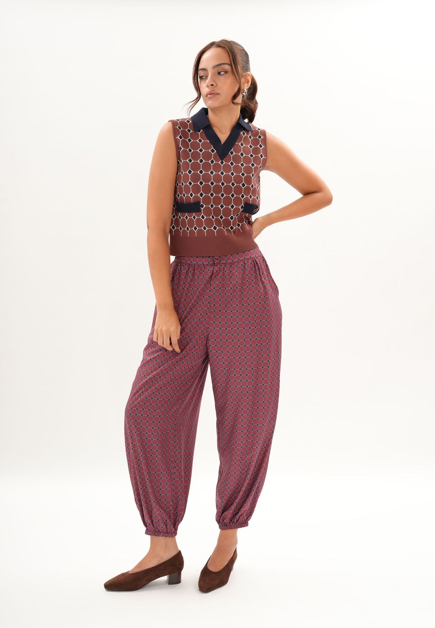 Feign Pants  (Printed Maroon)
