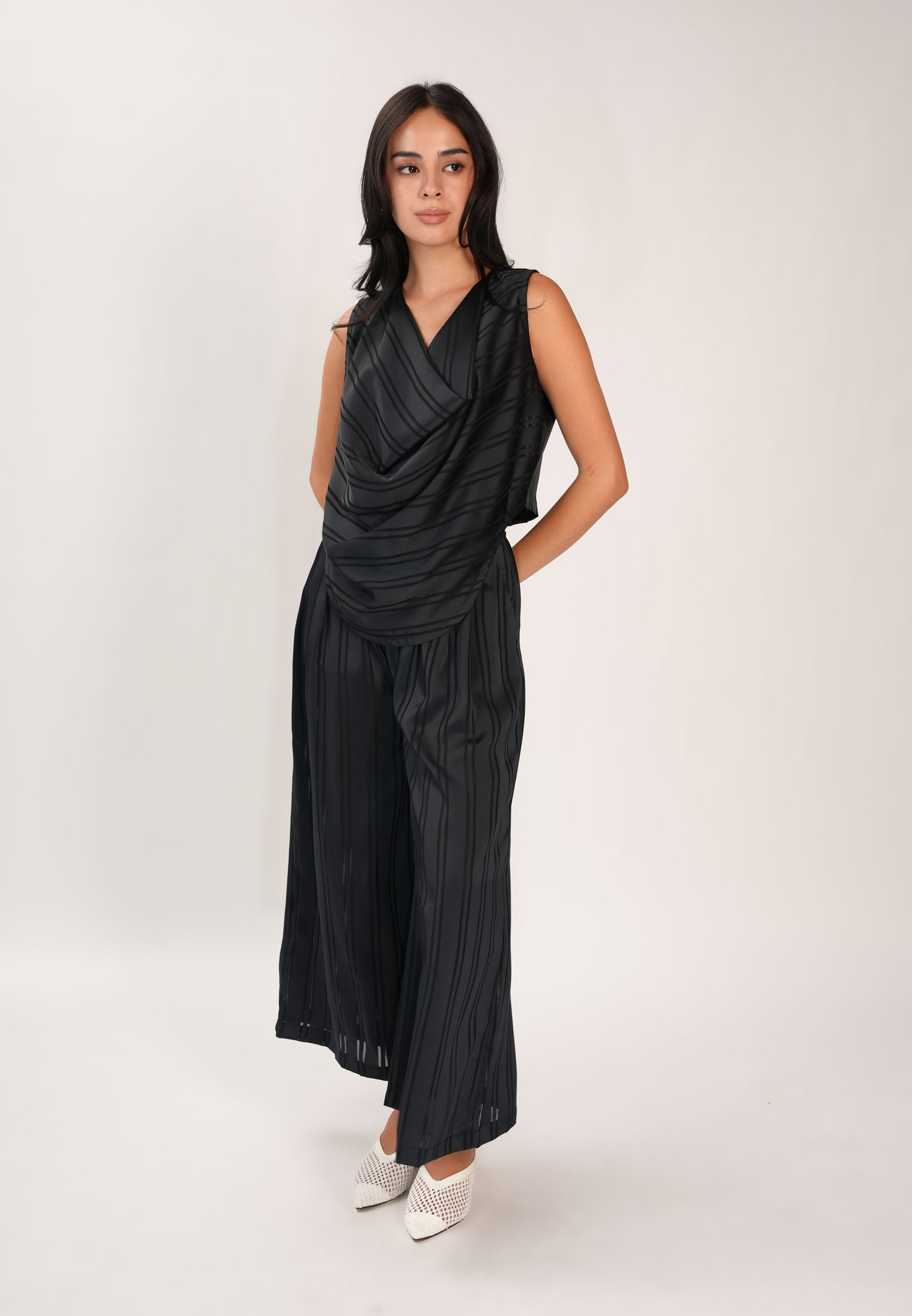 Fifer Sleeveless Top (Striped Navy)
