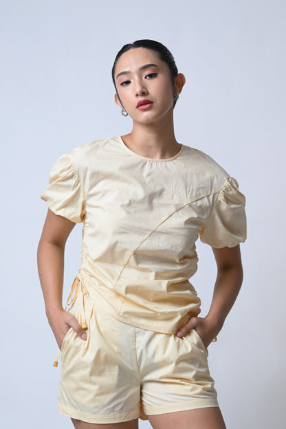 Fika Short Sleeve Top (Beige)