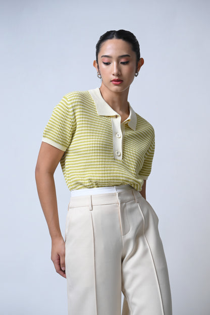 Fisher Short Sleeve Top (Lime/Cream)