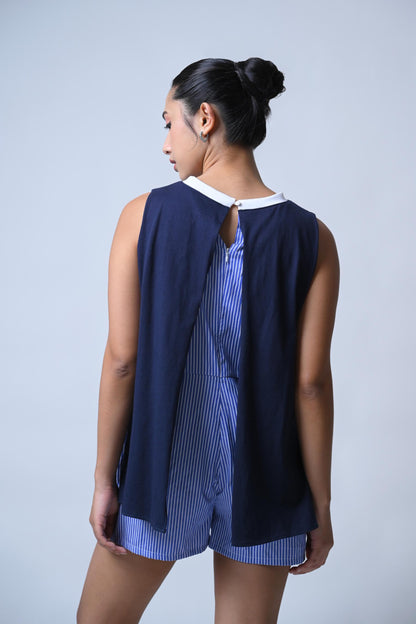 Flux Sleeveless Playsuit  (Indigo)