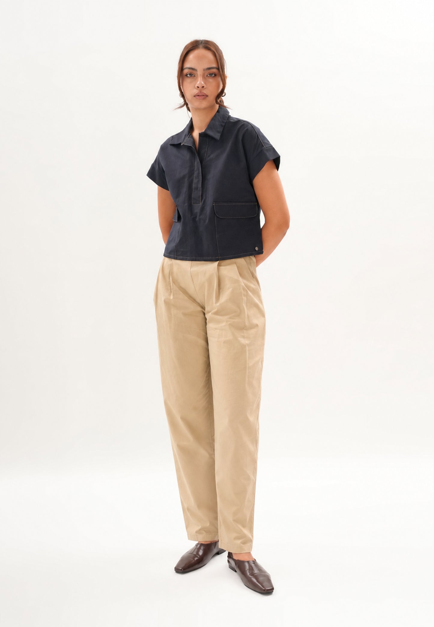 Folarin Short Sleeve Top (Navy)