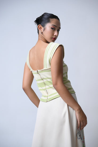 Forres Sleeveless Top (Cream/Lime)