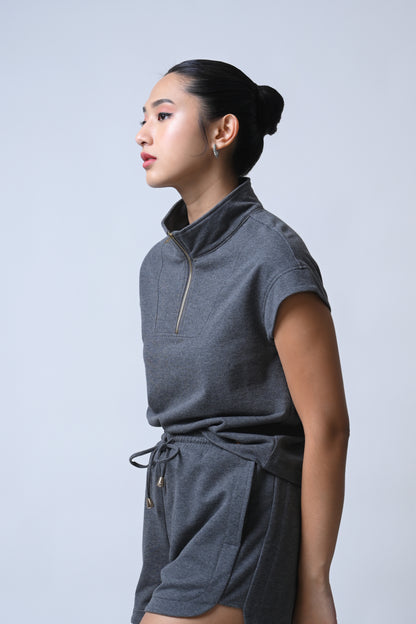 Foster Short Sleeve Top (Charcoal)