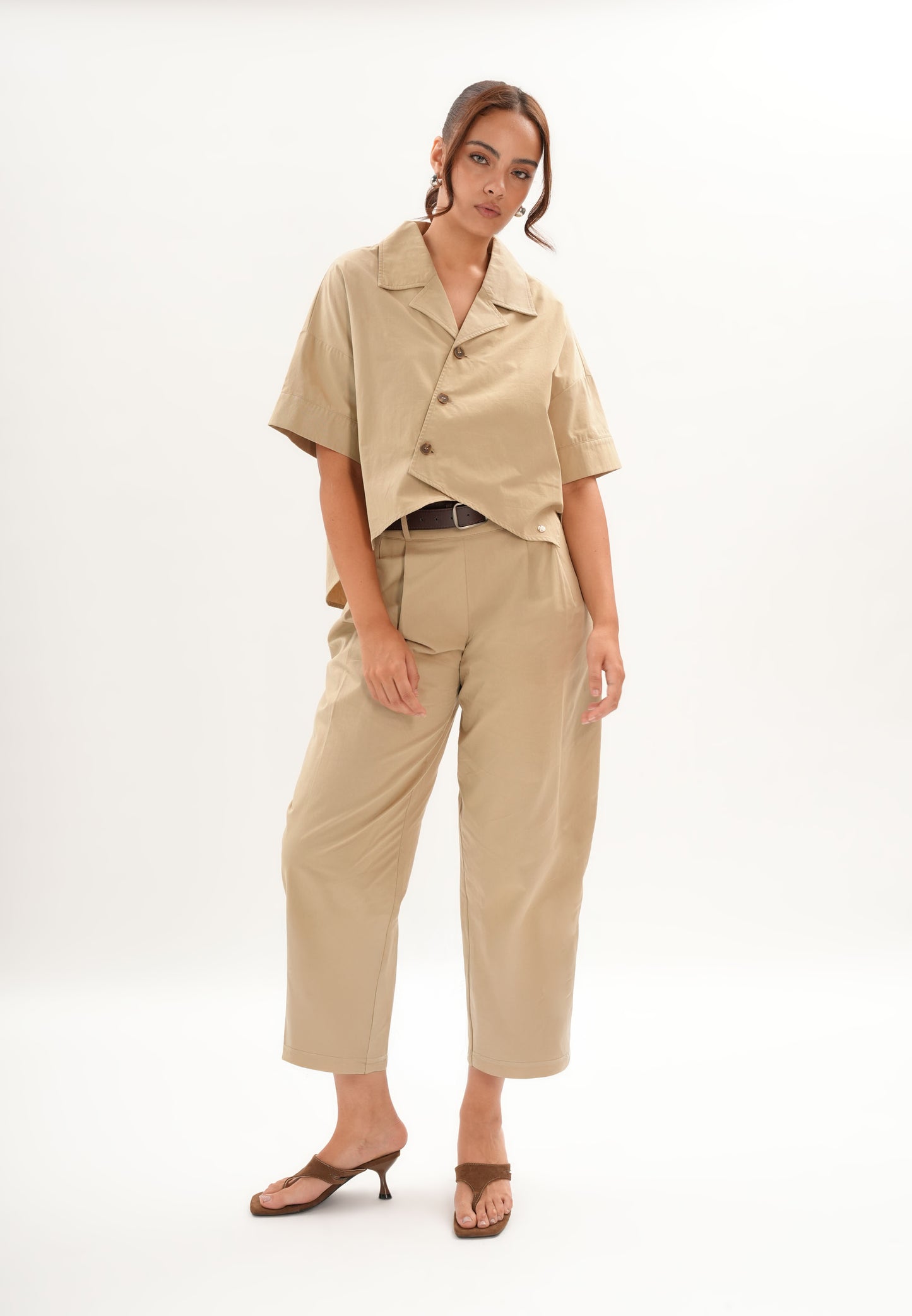 Foxy Quarter Sleeve Top (Khaki)