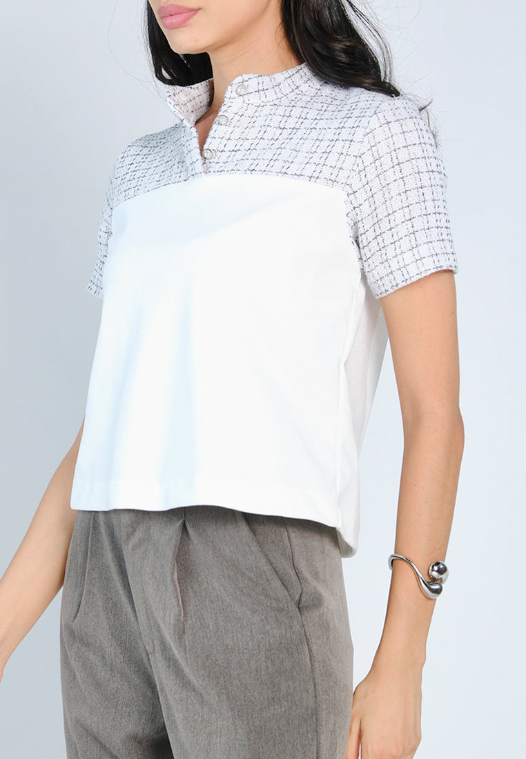 Nobleza Frances Short Sleeve Top (Off-white)