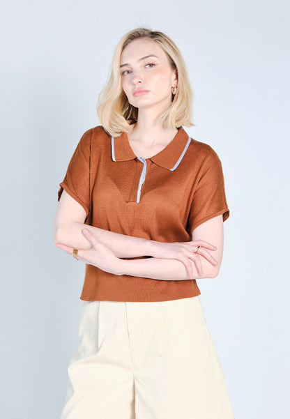 Nobleza Frazer Short Sleeve Top (Brown)
