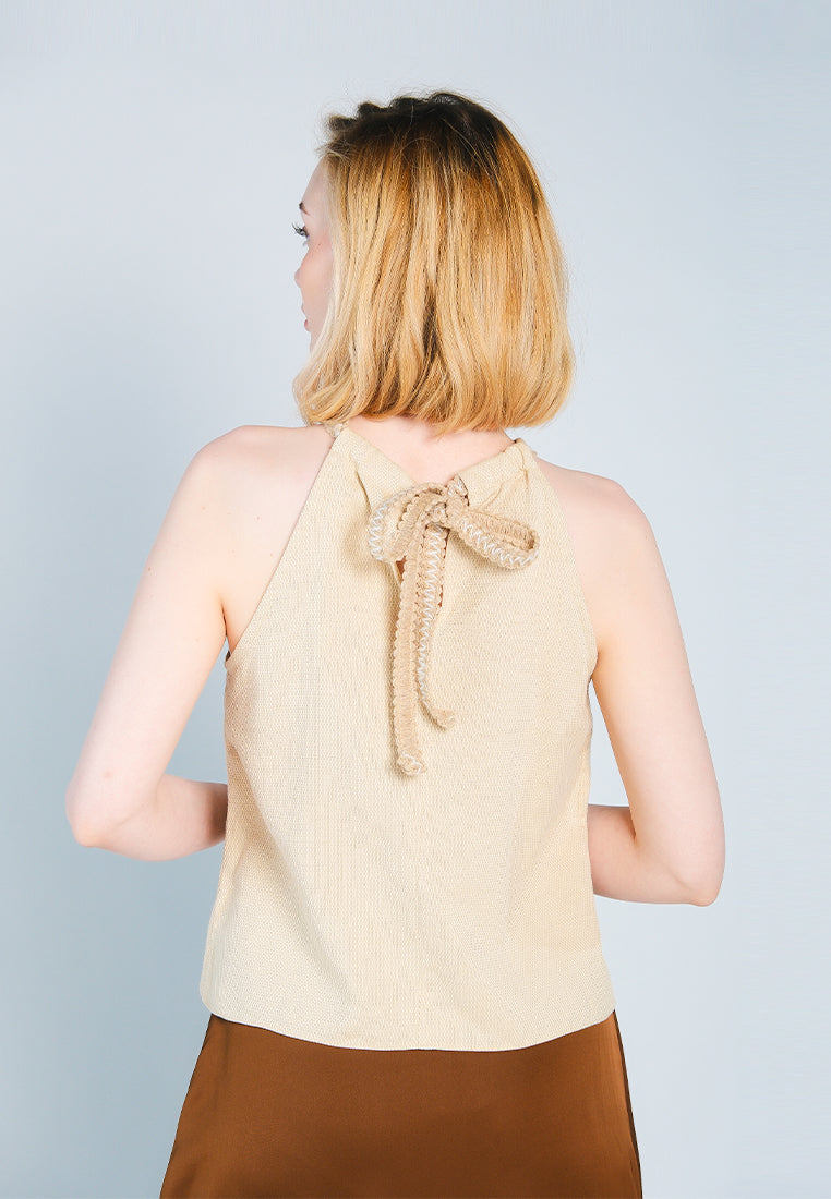 Nobleza Fredrinn Sleeveless Top  (Beige)