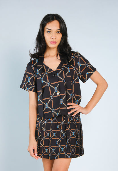 Nobleza Fremont Short Sleeve Top (Printed Black)