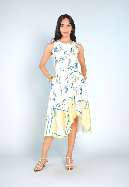 Nobleza Friesian Sleeveless Dress (Printed Cream)
