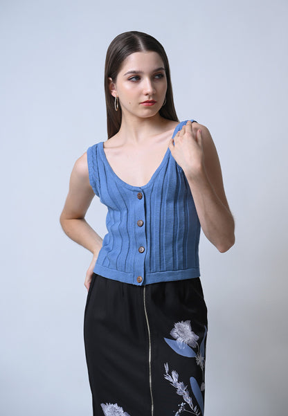 Frisky Sleeveless Top (Light Blue)