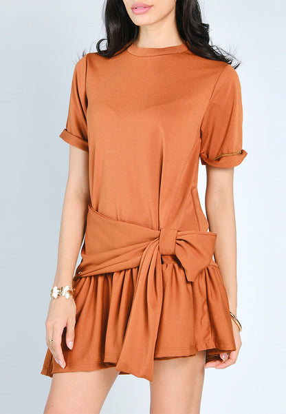 Nobleza Gabin Short Sleeve Dress (Rust)