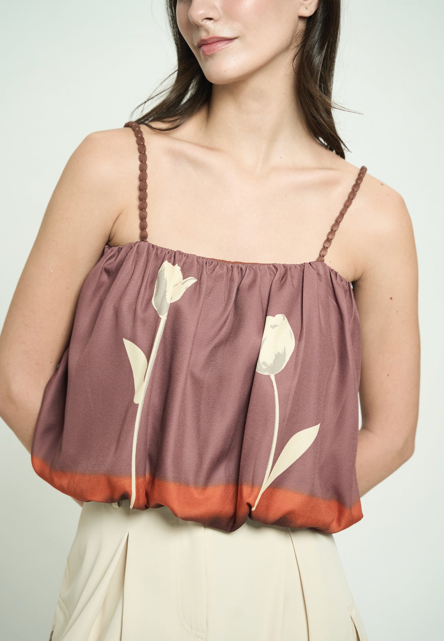 Gabriele Sleeveless Top (Spot Print Brown)