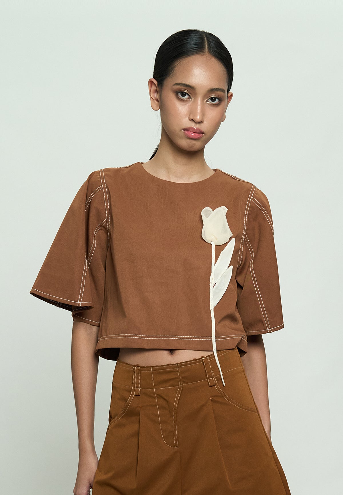 Gabriele Short Sleeve Top (Toffee)