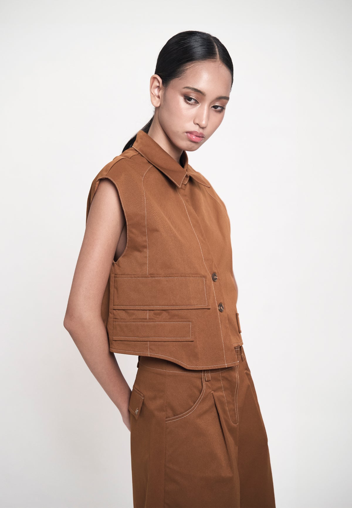 Gaella Extended Sleeve Top (Toffee)