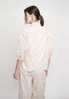 Gambry Quarter Sleeve Top (Striped Cream)