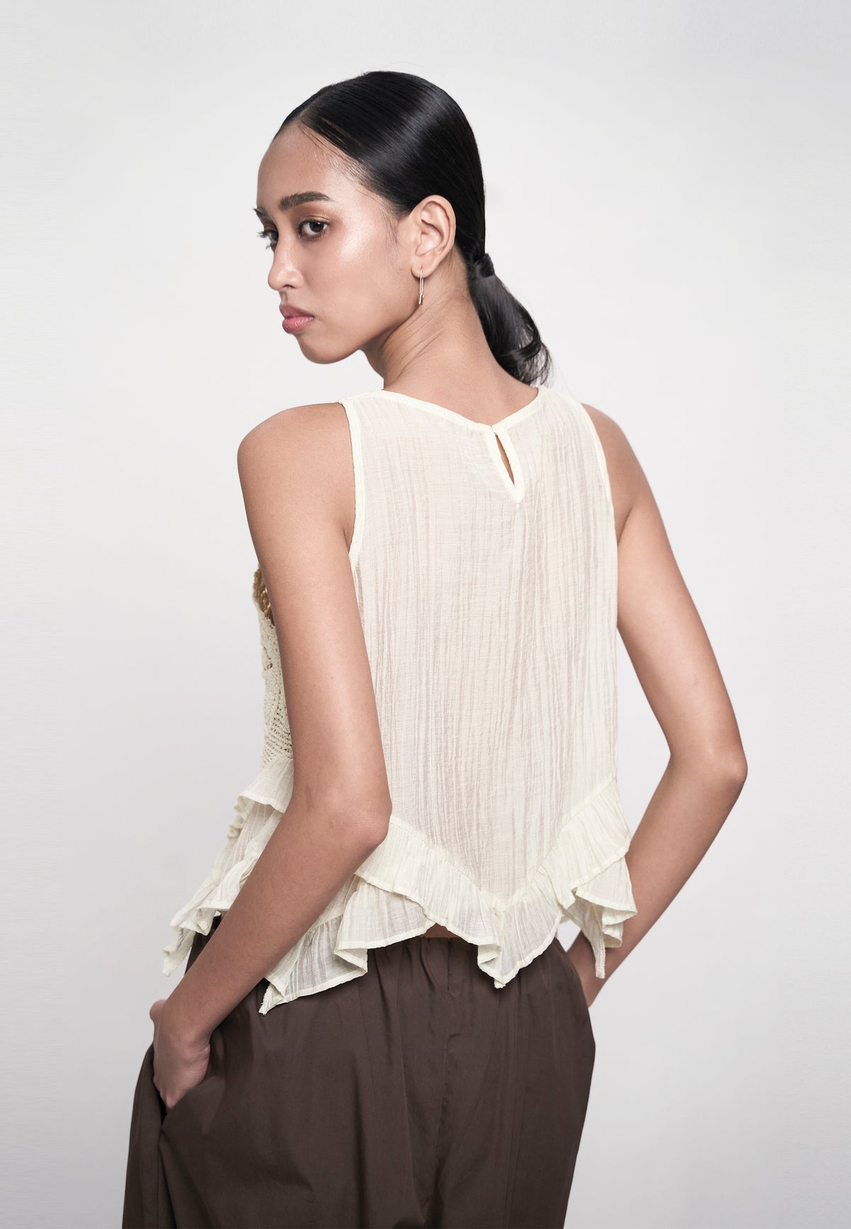 Gandham Sleeveless Top (Cream)