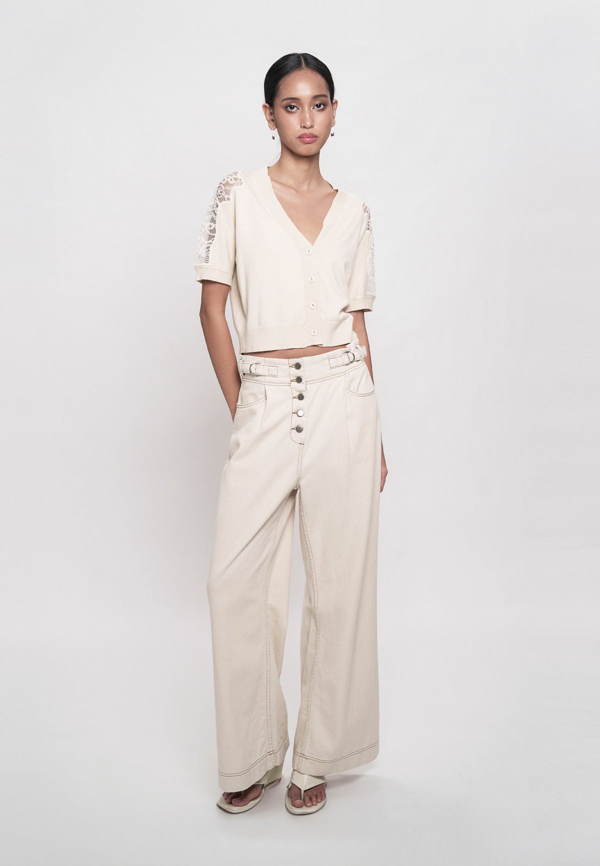 Ganish Short Sleeve Top (Beige)
