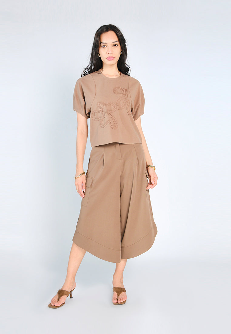 Nobleza Garner Short Sleeve Top (Brown)