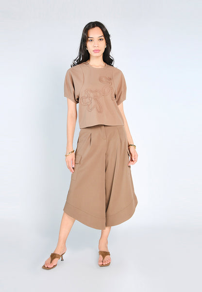 Nobleza Garner Short Sleeve Top (Brown)