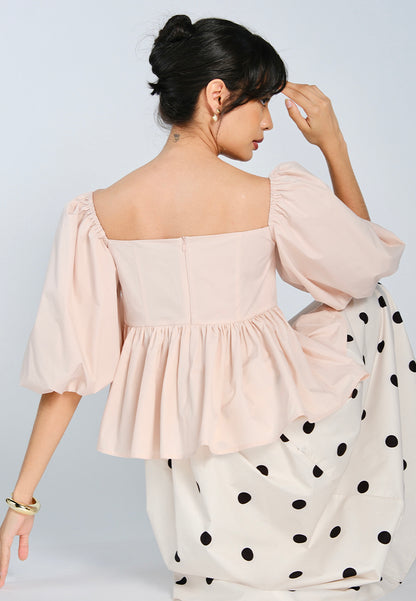 Mark Bumgarner X Vania Romoff For Plains & Prints Gia Short Sleeve Top (Blush)