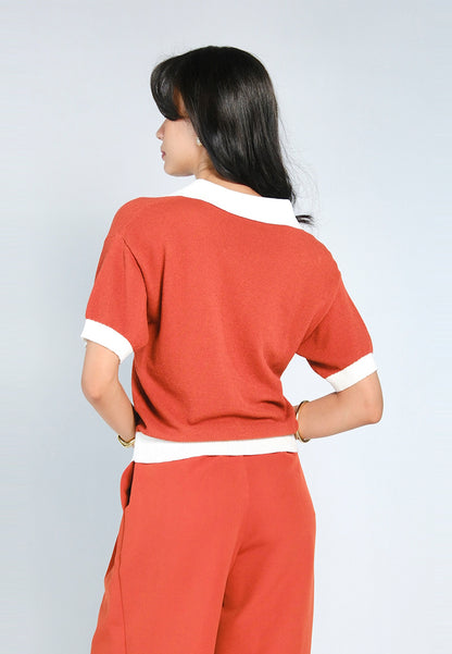 Nobleza Giordan Short Sleeve Top (Rust)