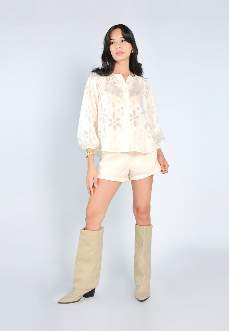 Nobleza Glenn Long Sleeve# Top (Cream)