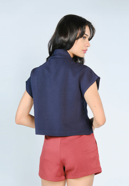 Nobleza Grayson Short Sleeve Top (Navy)