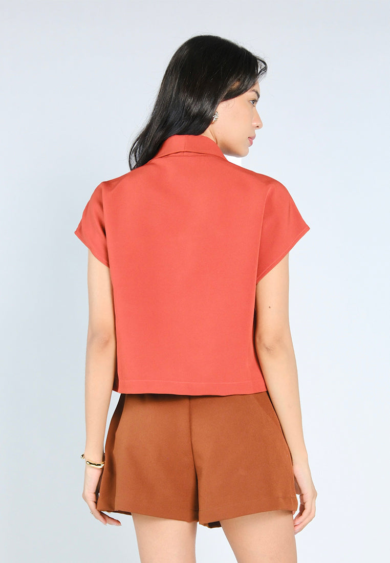 Nobleza Grayson Short Sleeve Top (Rust)