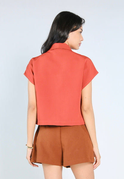 Nobleza Grayson Short Sleeve Top (Rust)