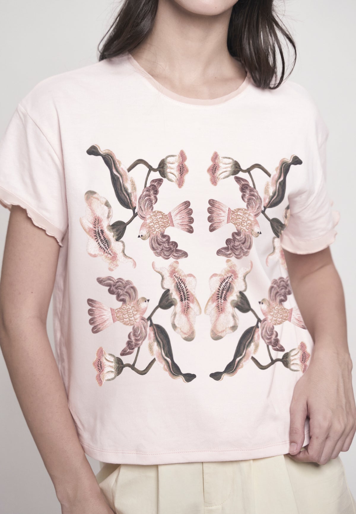 Gyselle Short Sleeve Shirt Top (Spot Print Pink)
