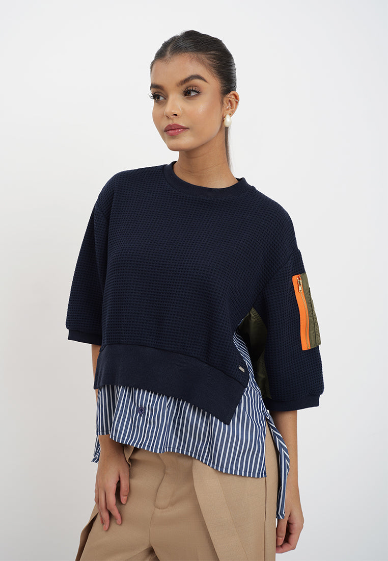 Raf Hadley Quarter Sleeve Top (Navy)