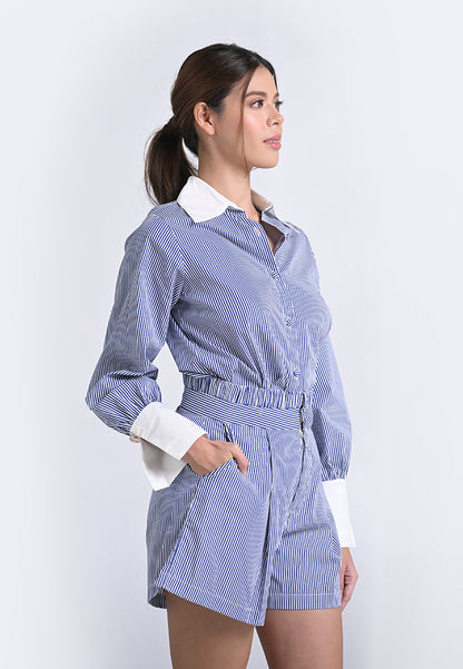 Archetype Travel Harkin Long Sleeve Top (Striped Blue)