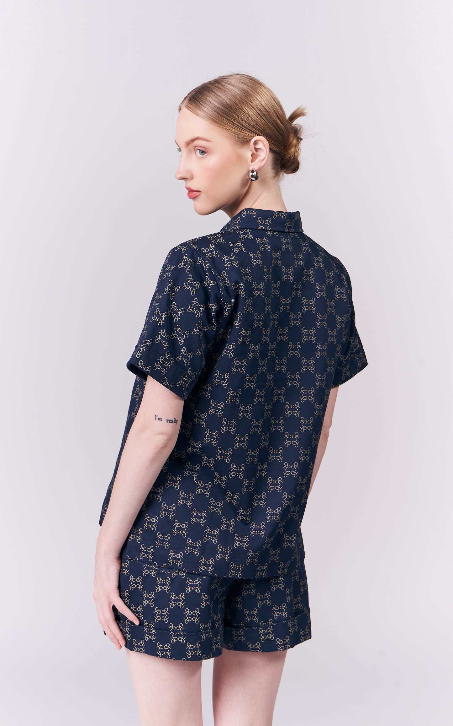 DNM Studios Hariette Short Sleeve Top (P. Navy)