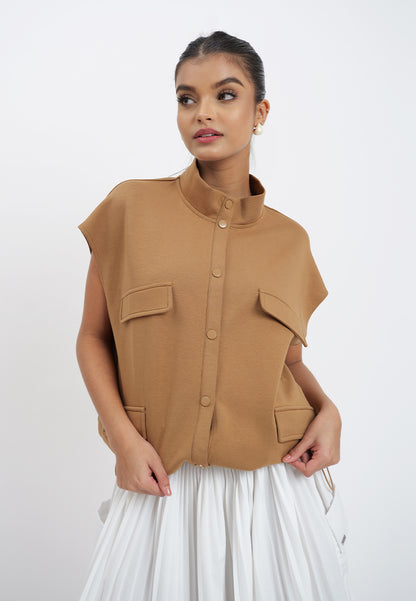 Raf Holt Extended Sleeve Top (Camel)
