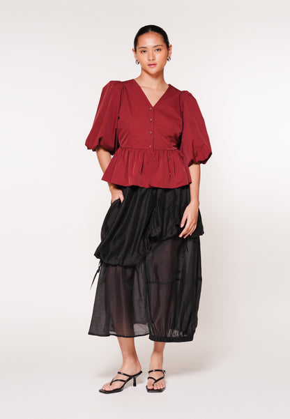 Raf Igara Quarter Sleeve Top (Burgundy)